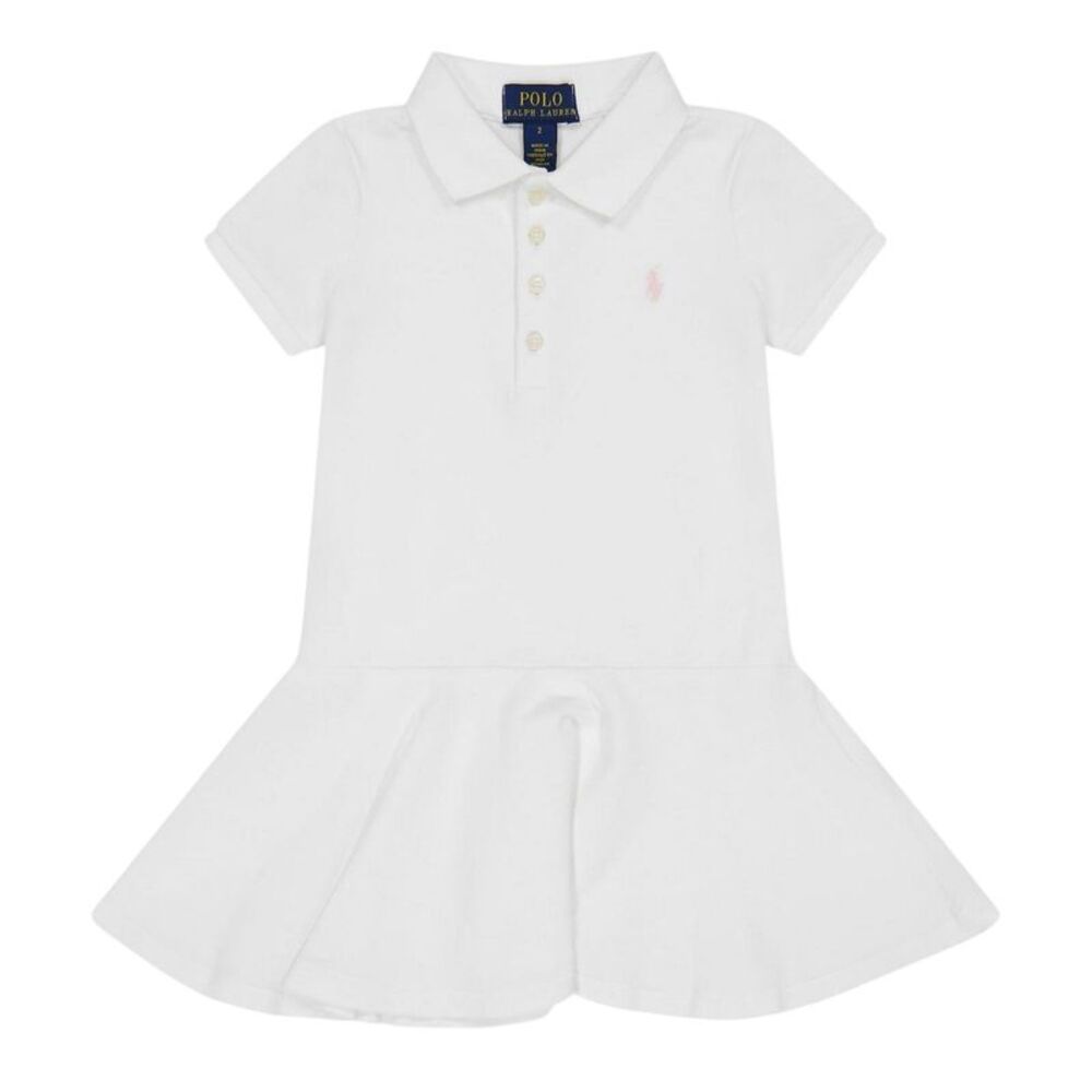 Ralph Lauren Girls Collared Polo Shirt Dress / White